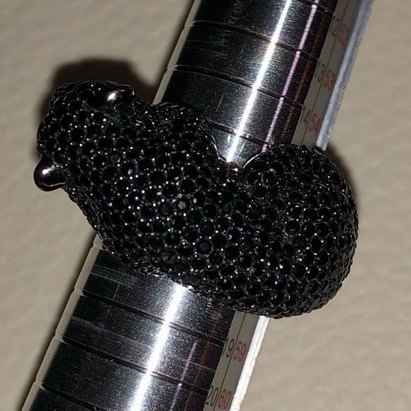 Park Avenue Collection Sterling Silver 5.06ctw Black Spinel Panther Ring Size 8 - Picture 9 of 14